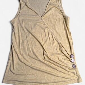 Yellow tank top with button detail on left side, SIZE SMALL